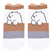 Cargar imagen en el visor de la galería, Medias de osos rayas cafe y gris
